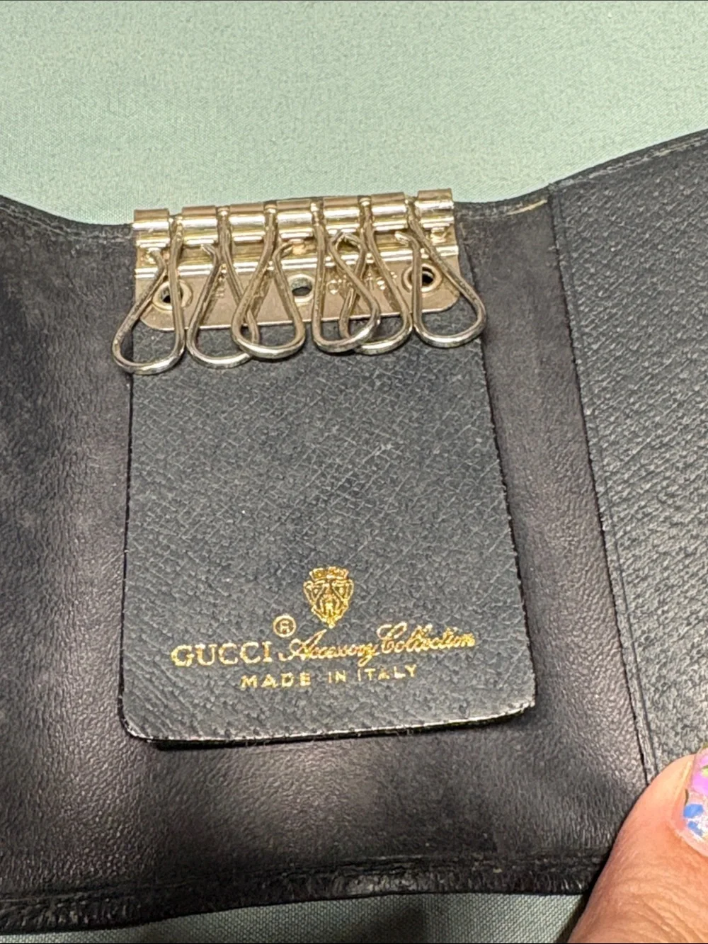 Gucci Vintage Accessory Collection Navy GG Canvas 6 Ring Key Case 72.12.038